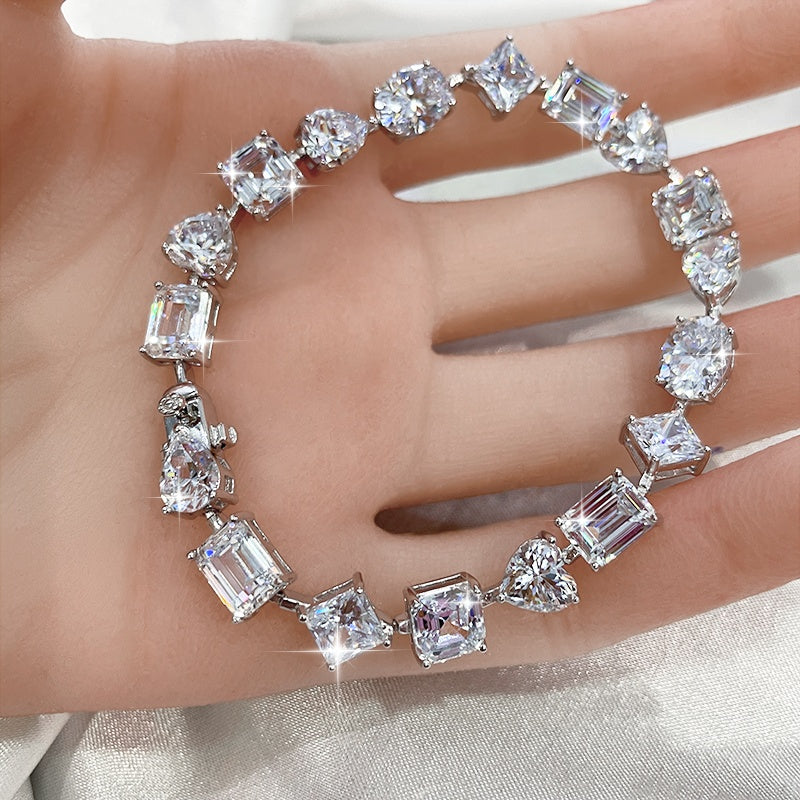 Celeste full moissanite mixed-cut bracelet on hand