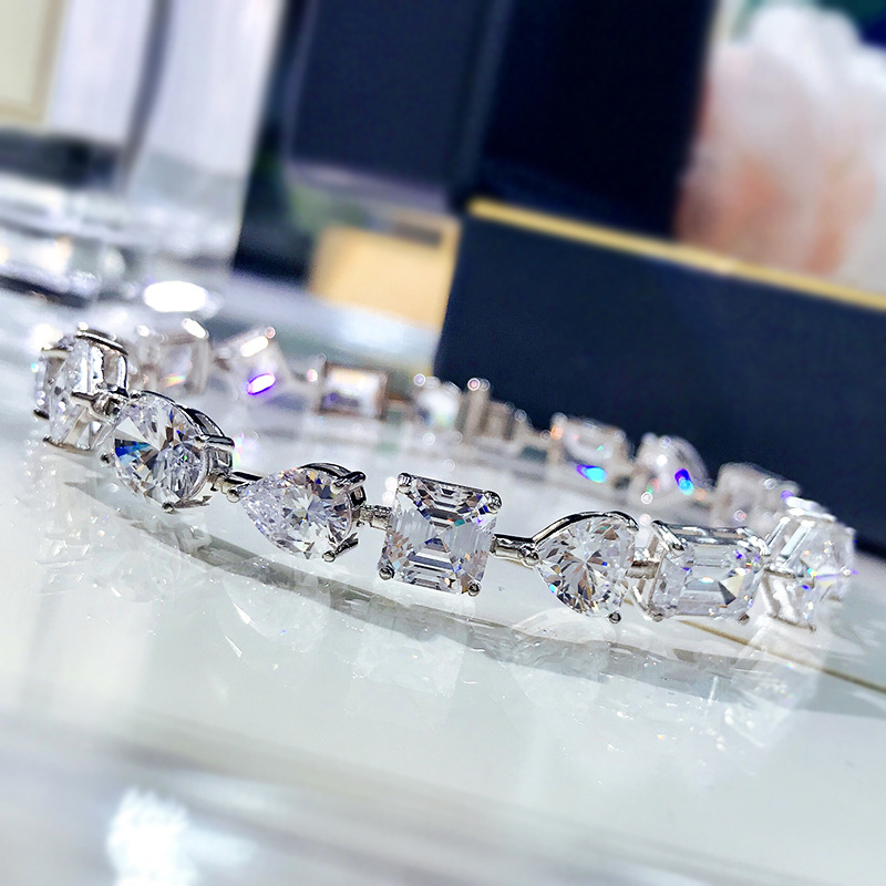 Celeste mixed-shape moissanite bracelet close up