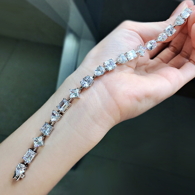 Celeste statement moissanite bracelet worn along the wrist