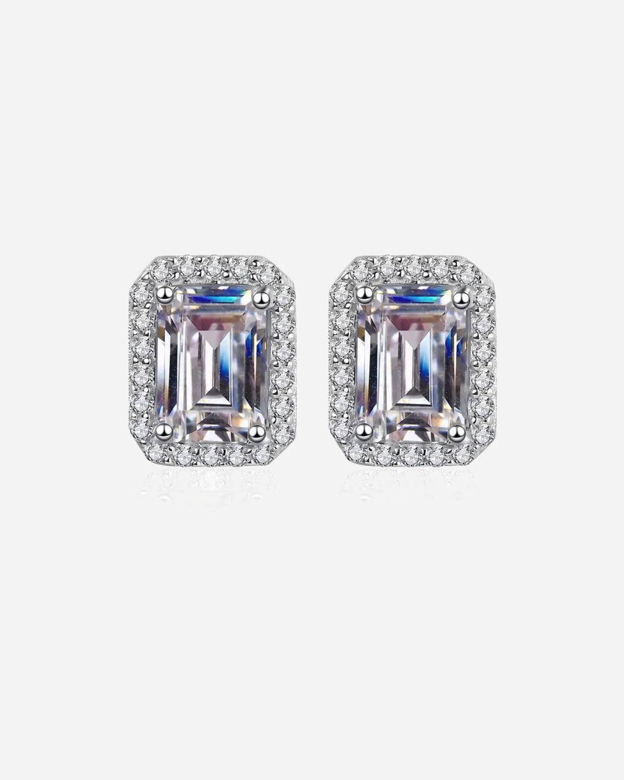 Σκουλαρίκια Emerald Moissanite Halo