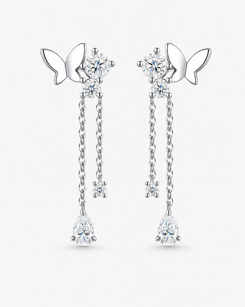VANLARA D color VVS1 2.52CT moissanite butterfly tassel earrings in silver