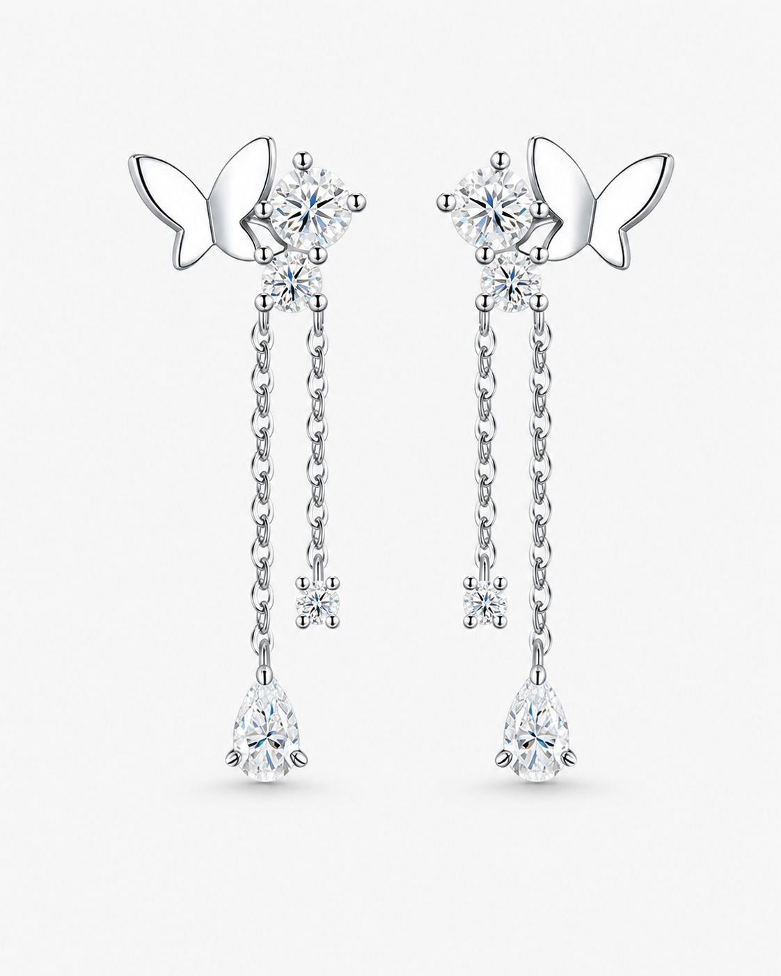 VANLARA D color VVS1 2.52CT moissanite butterfly tassel earrings in silver