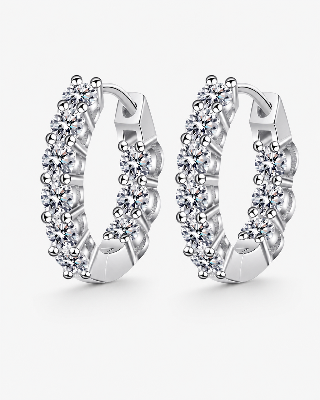 VANLARA 1.8CT VVS1 moissanite huggie earrings in silver