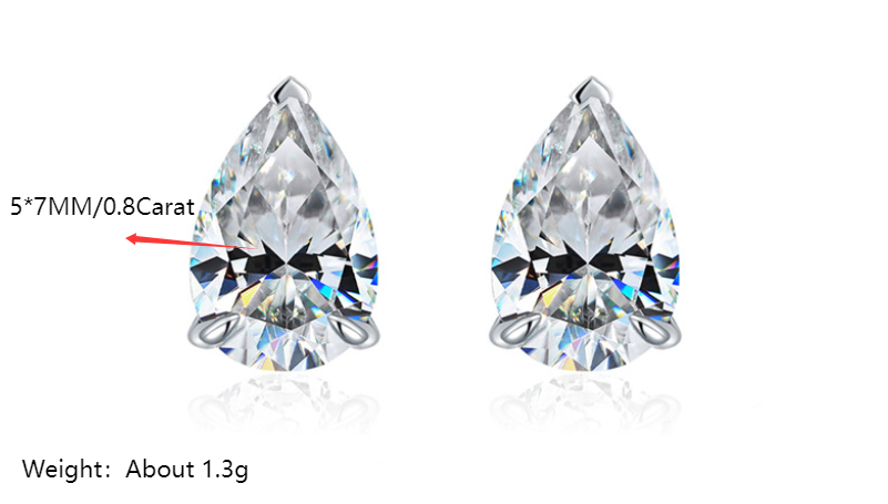 VANLARA Goutte pear moissanite stud earrings size and weight details
