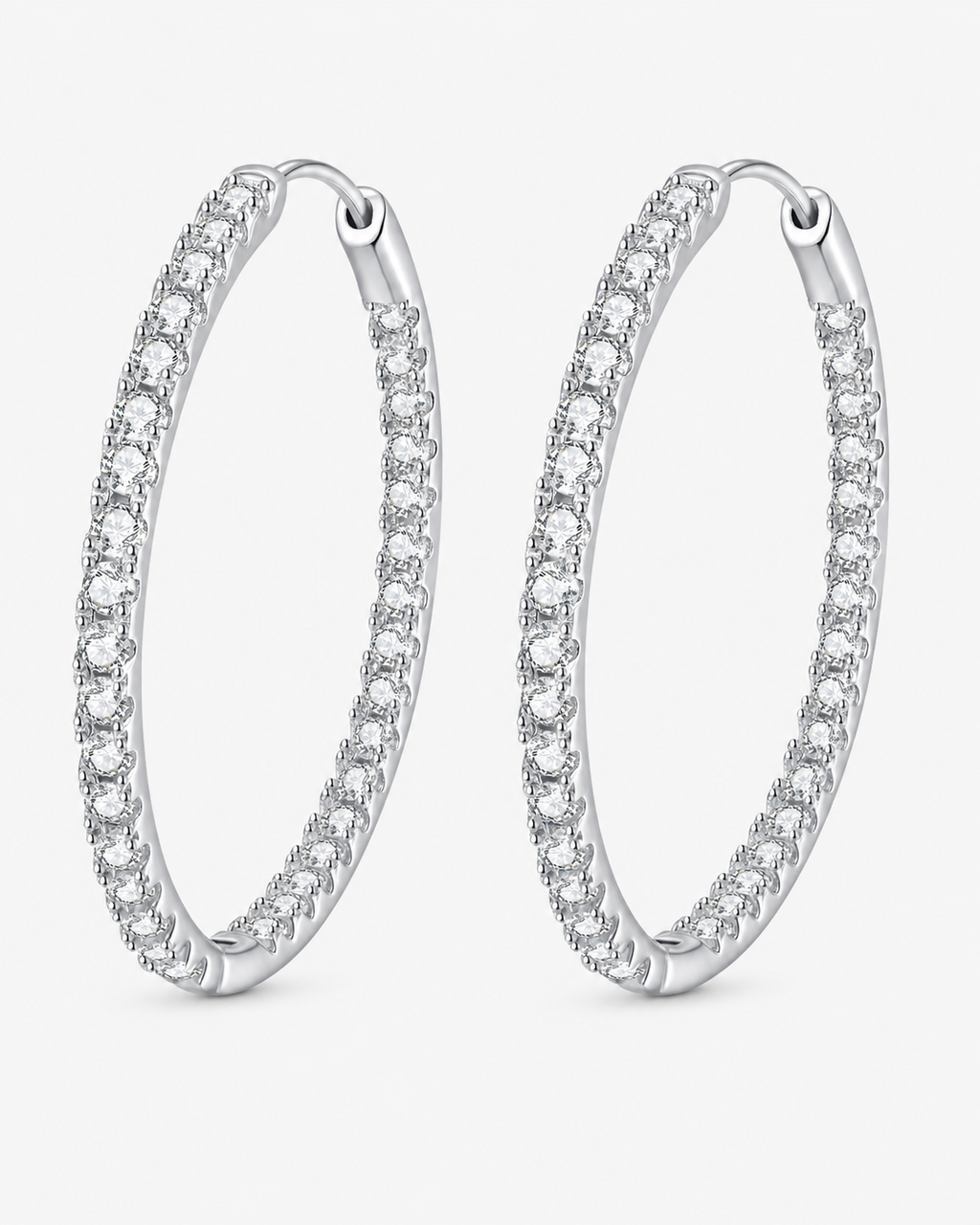 VANLARA 2.04CT D color VVS moissanite big hoop earrings in silver