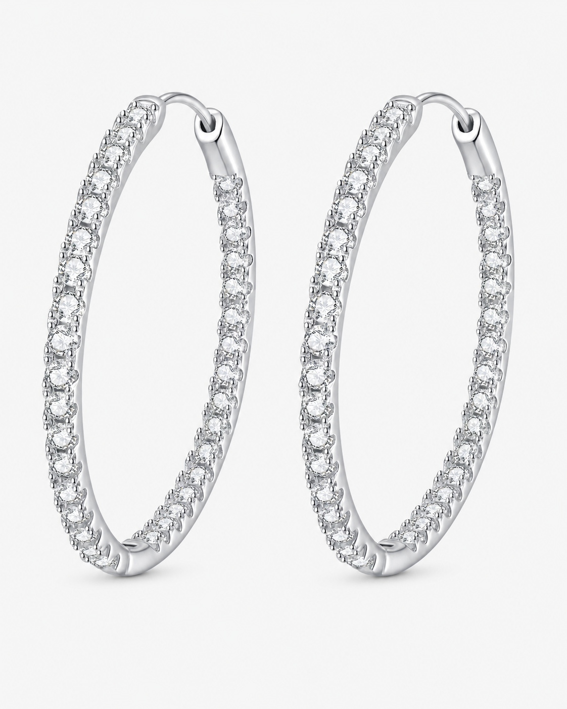 VANLARA 2.04CT D color VVS moissanite big hoop earrings in silver