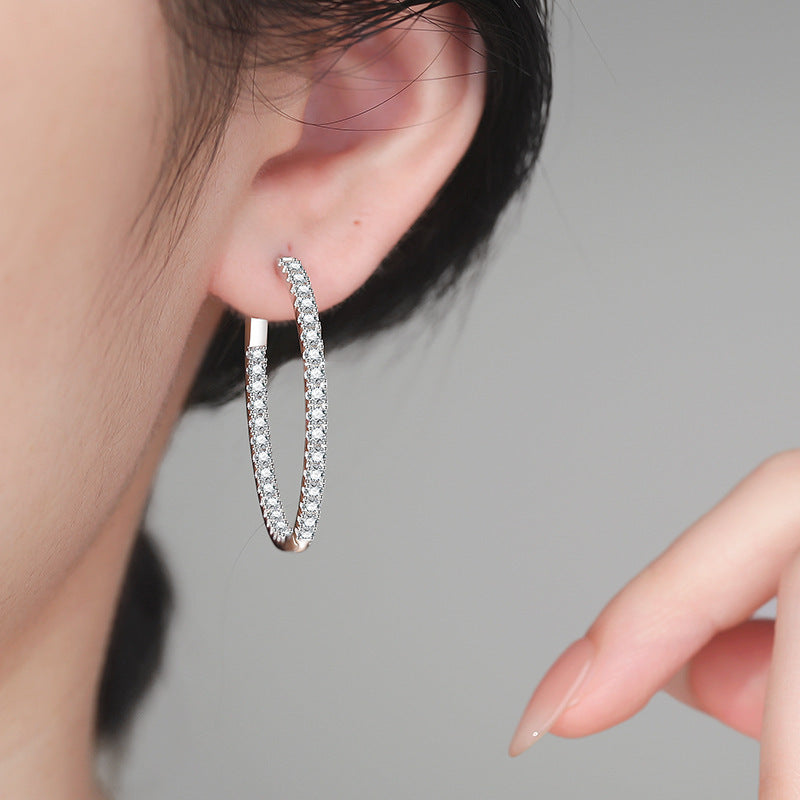 VANLARA moissanite big hoop earrings worn on ear