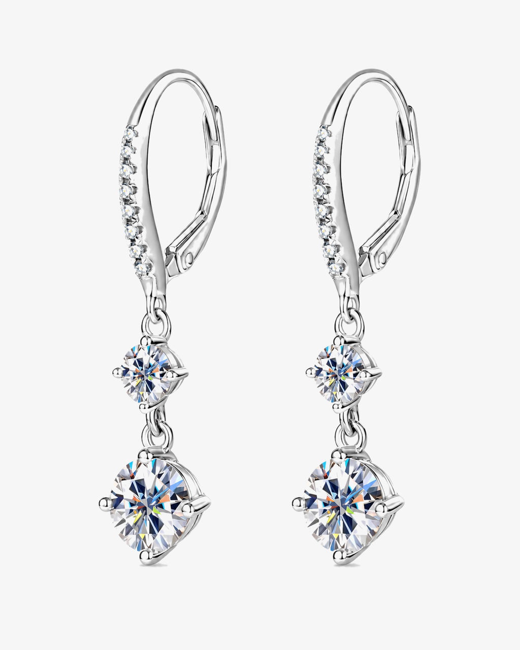 VANLARA VVS moissanite double stone tassel drop earrings in silver