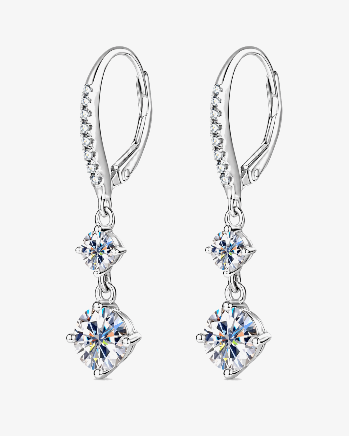 VANLARA VVS moissanite double stone tassel drop earrings in silver