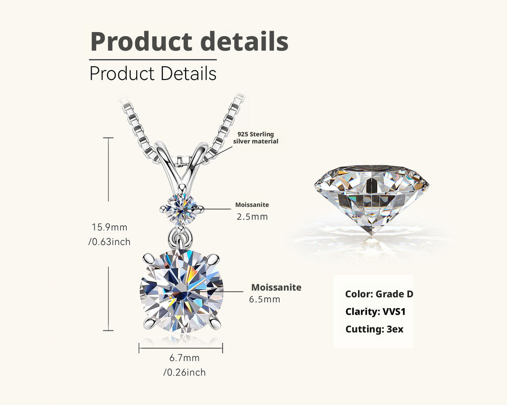 VANLARA Vela 1.06CT moissanite necklace specifications