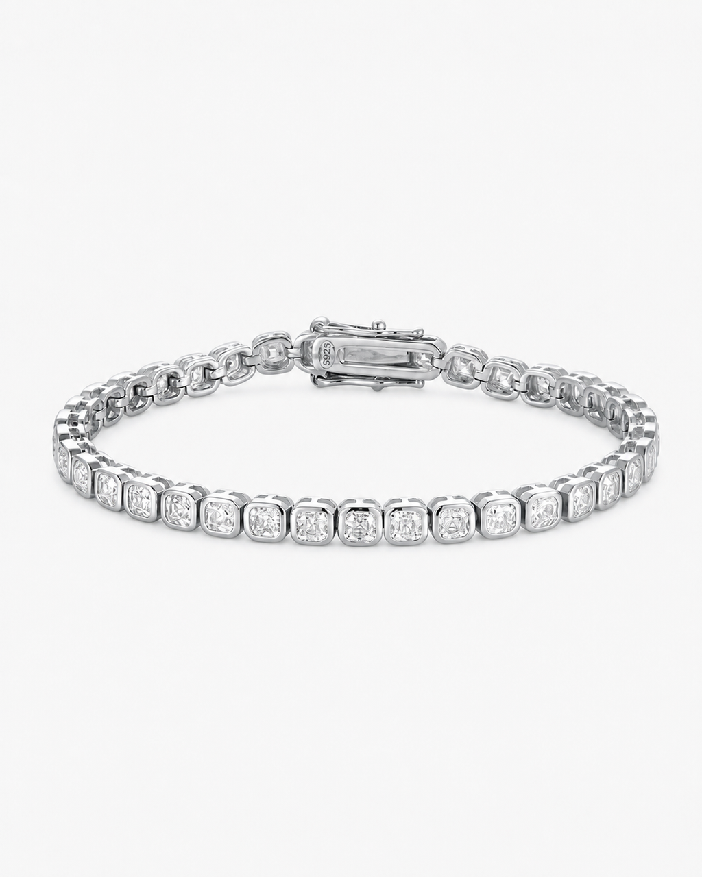 Varenne Asscher-cut moissanite tennis bracelet in sterling silver