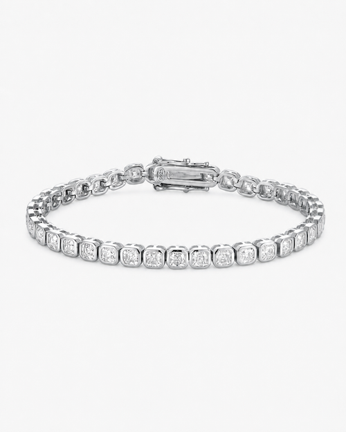 Varenne Asscher-cut moissanite tennis bracelet in sterling silver